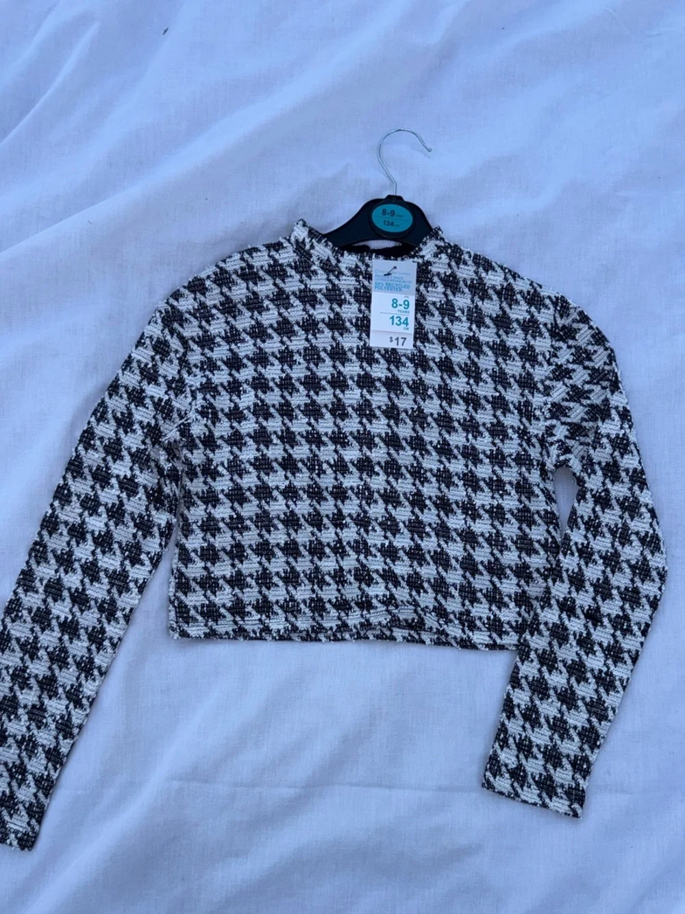 Cropped Houndstooth Blouse & Skirt - Black & White
